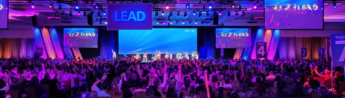 Stage, lighting and audience at the LEAD event
