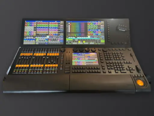 Sonicworks grandMA lighting console on a charcoal gray background